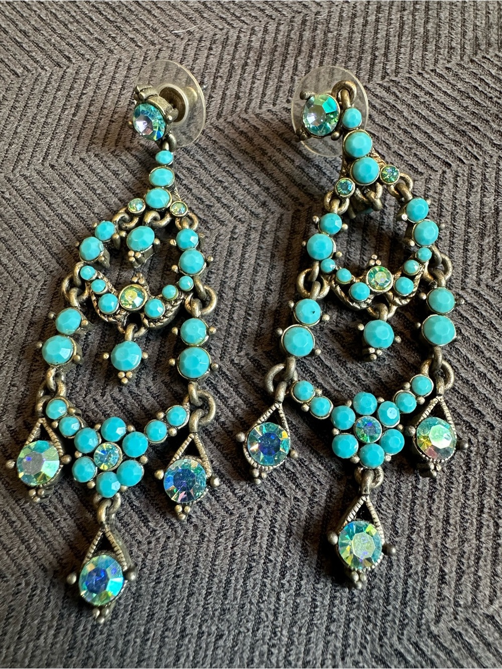 Turquoise Crystal Chandelier Earrings - Women Jewelry